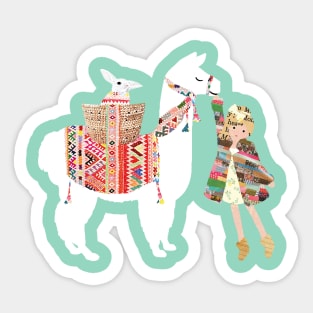 Girl with Lama Sticker